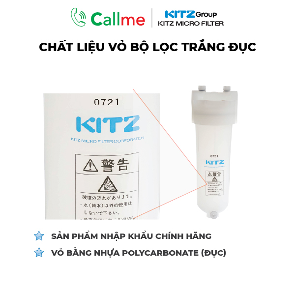 Bộ lọc tổng Callme Kitz PUH-TR-1 - Công suất lớn 30 lít/phút, lọc tổng đầu nguồn cao cấp, công nghệ màng lọc sợi rỗng - Hàng nhập khẩu Nhật Bản