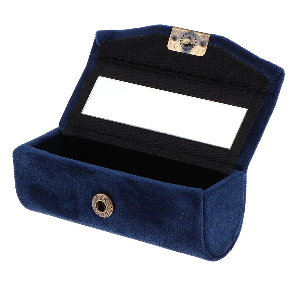 2Pcs Velveteen Box Makeup Lipstick Case Jewelry Cosmetics Mirror Container