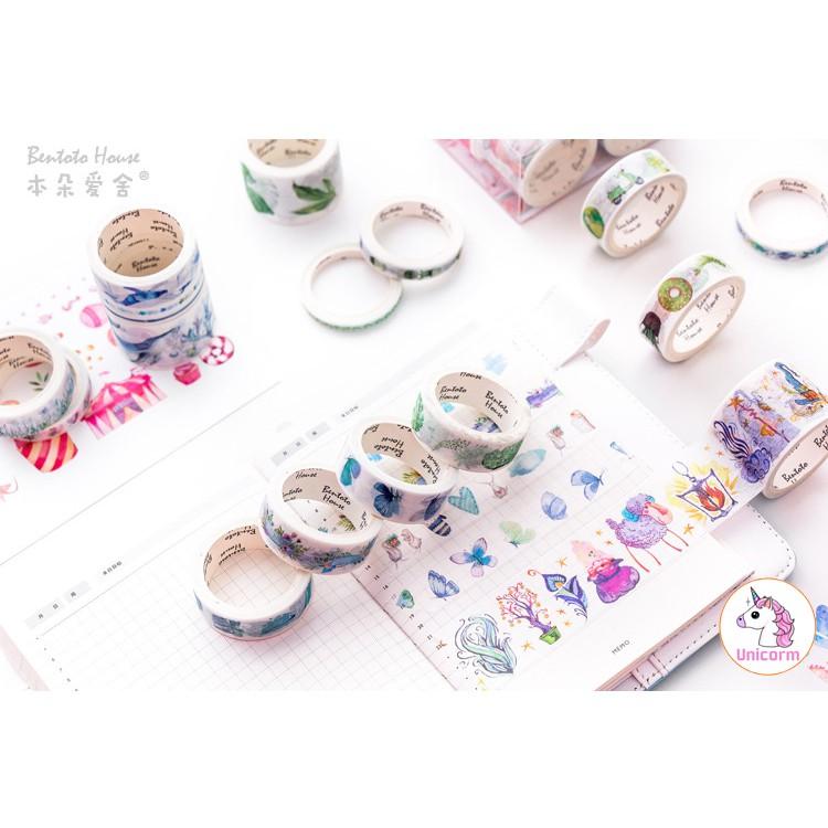 Set 10 Cuộn băng dính Băng Keo Washi Tape Trang Trí Planner Nhiều Chủ Đề