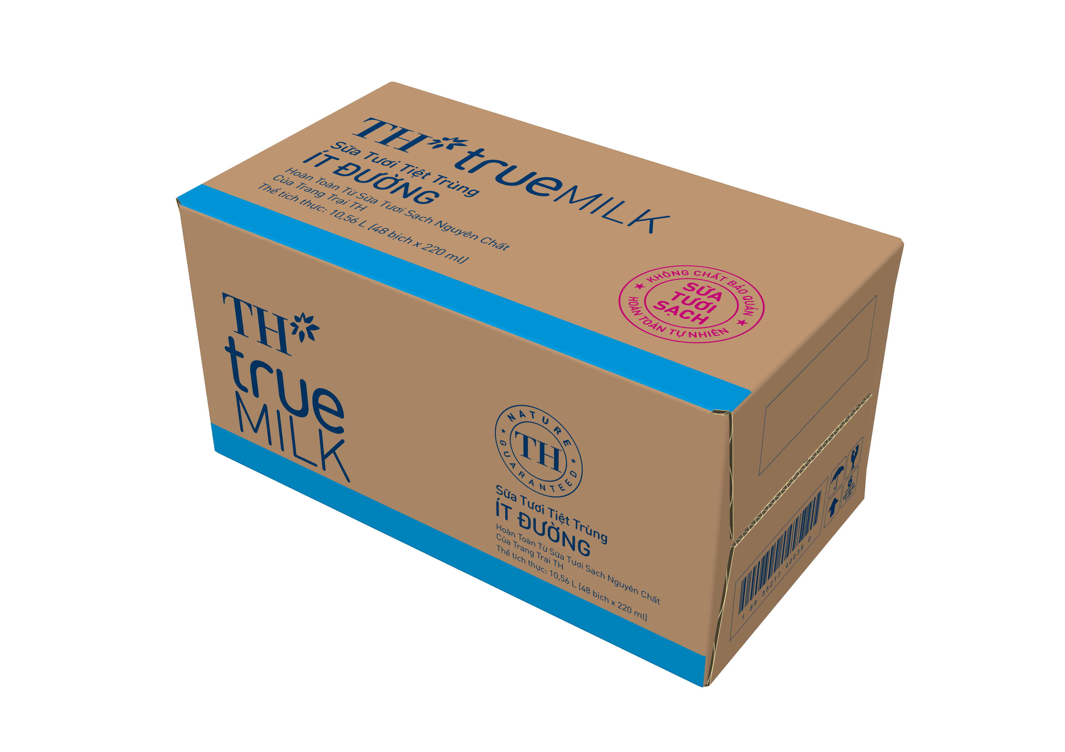 Thùng 48 bịch sữa tươi sạch ít đường TH True Milk bịch giấy 220ml (220ml x 48)