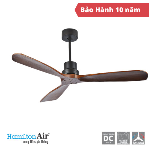 Quạt Trần AKMANI 3 Cánh Gỗ DARK WALNUT - Động Cơ DC Vận Hành Êm Ái Và Bền Bỉ - Phong Cách Thời Thượng - Hàng Chính Hãng