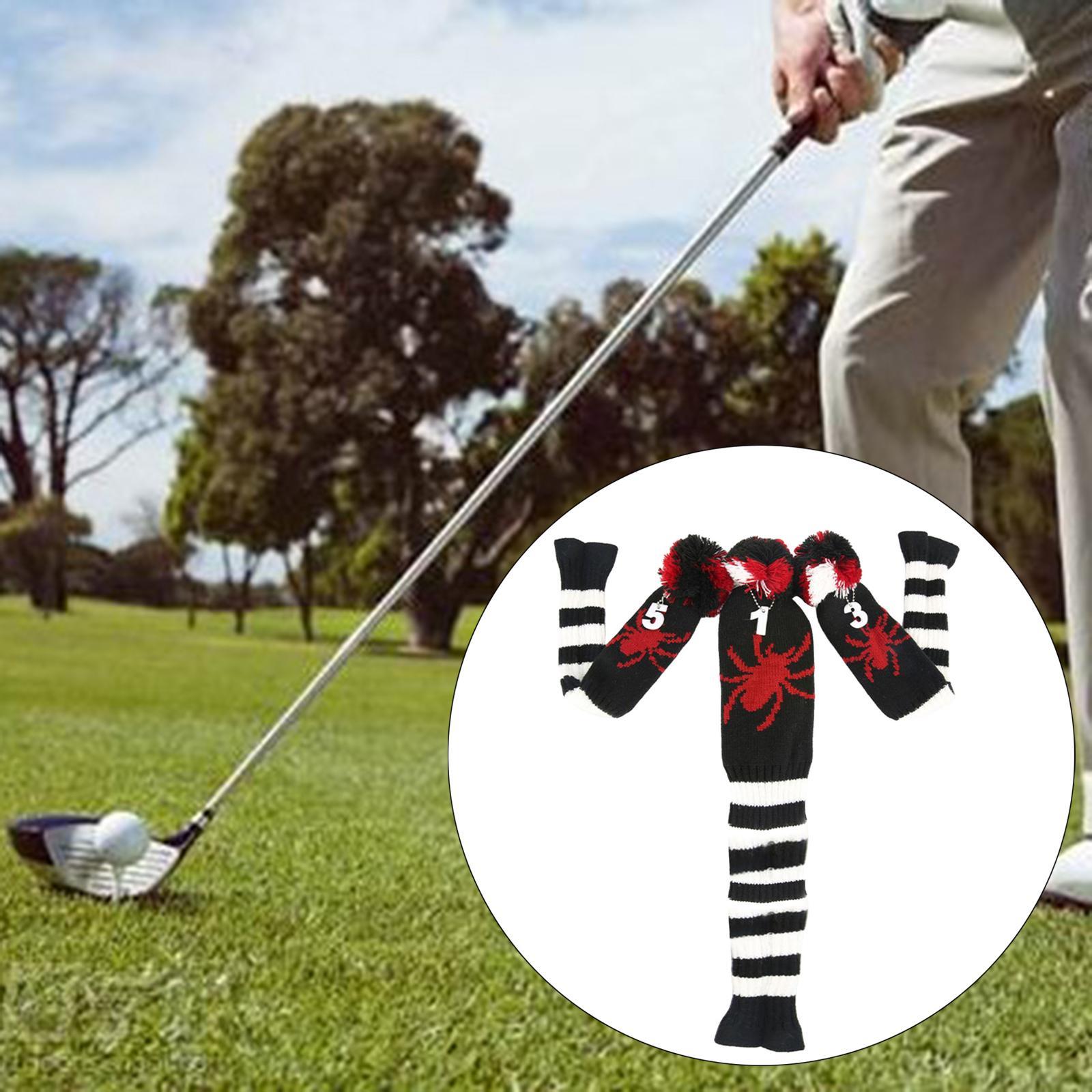 3Pcs Knit Golf Headcover Driver Cover Portable Golf Club Wood Head Covers for Driver Wood, Fairway Wood and Hybrid Protect Sleeves