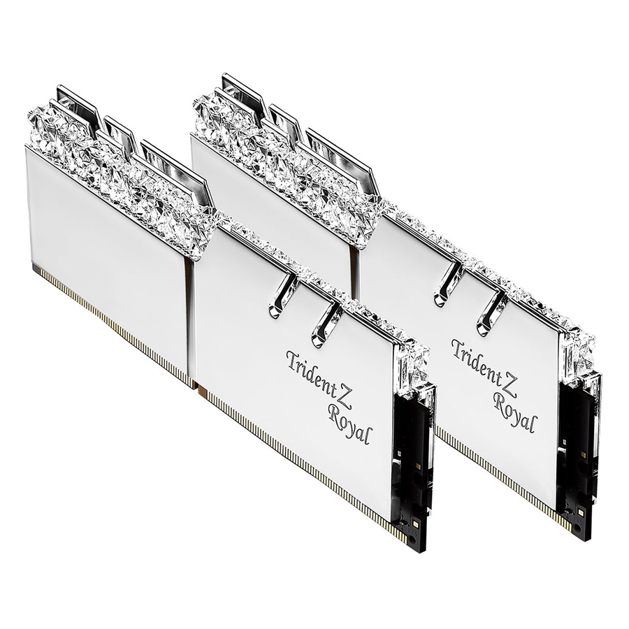 Bộ 2 Thanh RAM PC G.Skill 16GB (8GBx2) Trident Z Royal DDR4 F4-3000C16D-16GTRS Silver - Hàng Chính Hãng