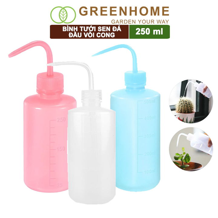 Bình tưới cây vòi cong, 250ml, phù hợp cho sen đá, xương rồng, tiểu cảnh mini, màu sắc ngẫu nhiên |Greenhome