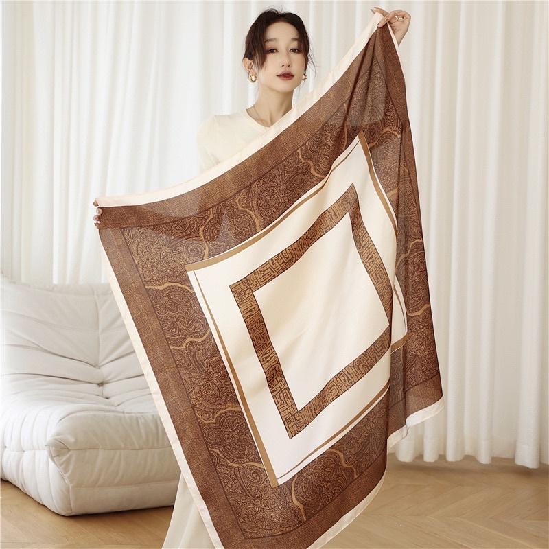 Khăn choàng cổ lụa đa năng thanh lịch quà tặng size 108x108cm