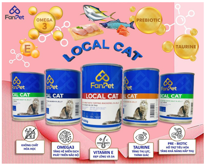 Pate lon Local Cat mèo con và mèo trưởng thành 400g