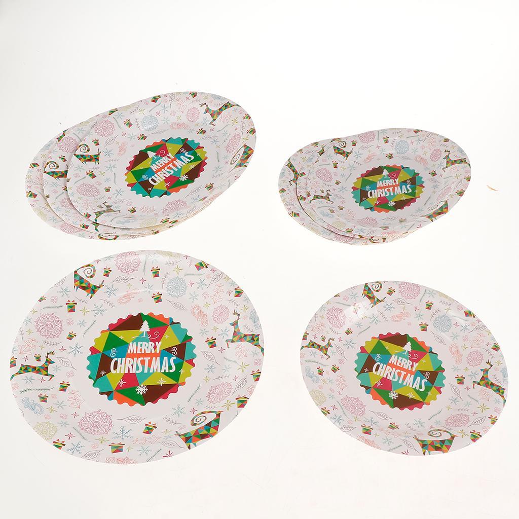 11 Set Merry Christmas Banner Plates Cups Tableware Sets for Christmas Party
