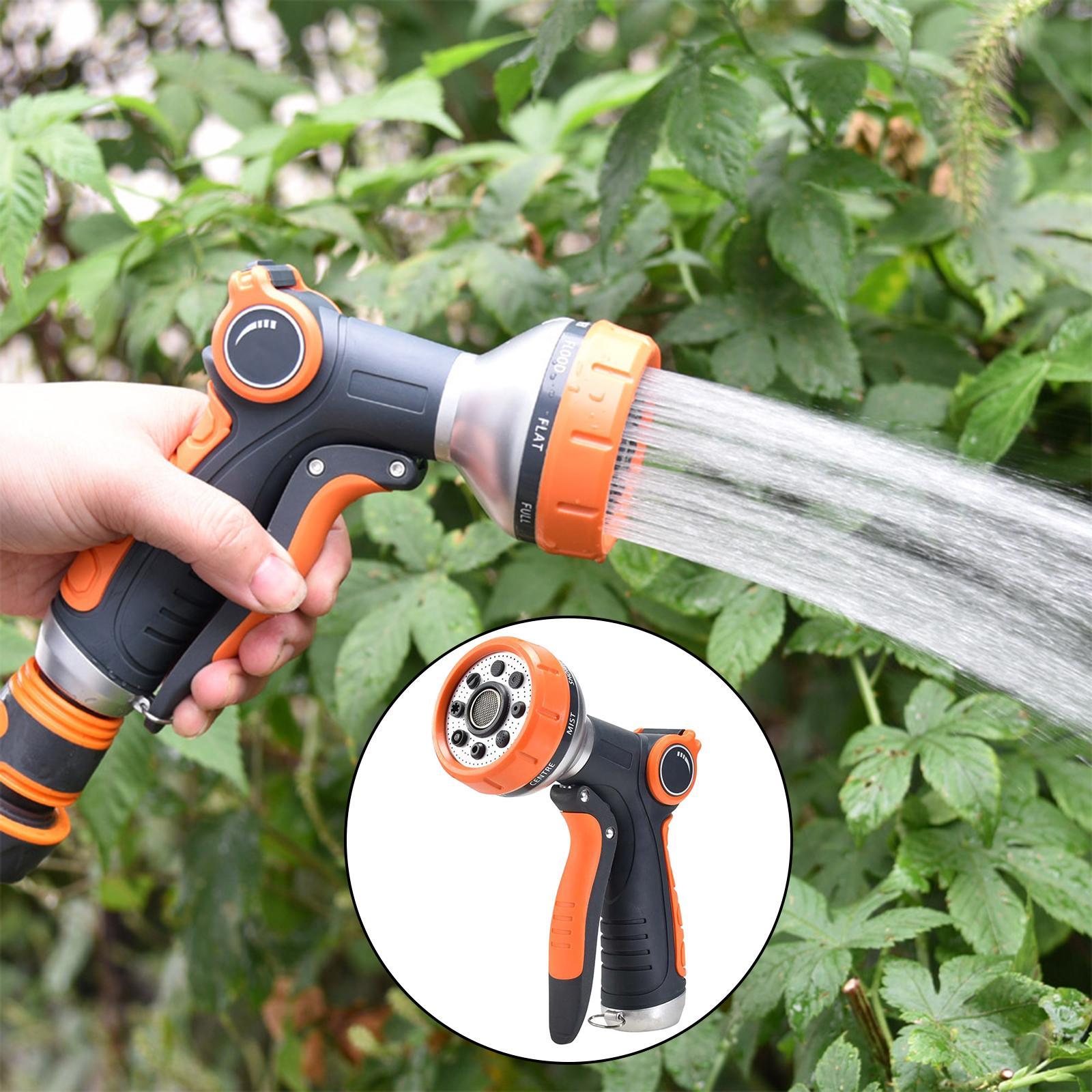 Garden Hose Nozzle Water Hose Nozzle with 8 Adjustable Spray Patterns - Heavy Duty Hand Sprayer for Watering Plants Cleaning Cars Showering Pets