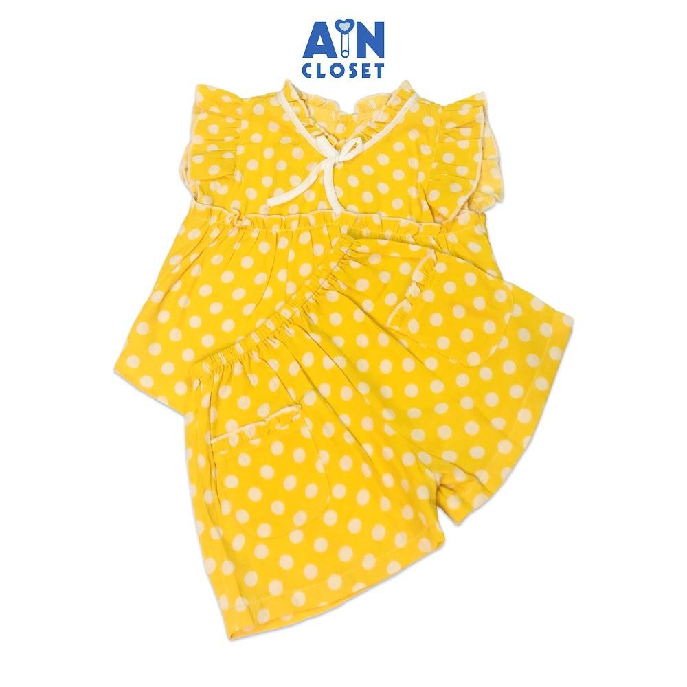 Bộ quần áo ngắn bé gái họa tiết Bi vàng rũ - AICDBGLEP7IV - AIN Closet