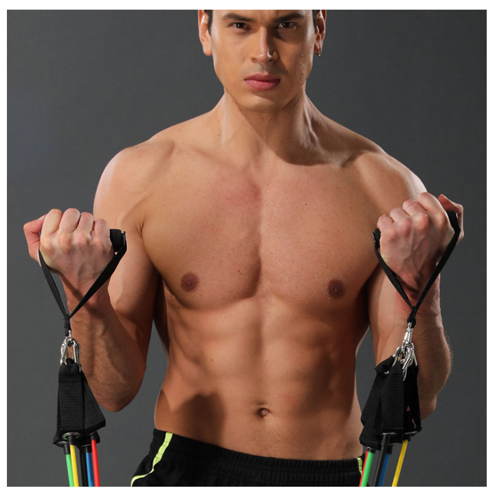 Bộ 5 dây ngũ sắc tập Gym tập thể hình độ đàn hồi cao chịu lực tốt giúp tập luyện cơ tay vai ngực bụng mông chân hiệu quả thiết kế gọn dễ dàng di chuyển