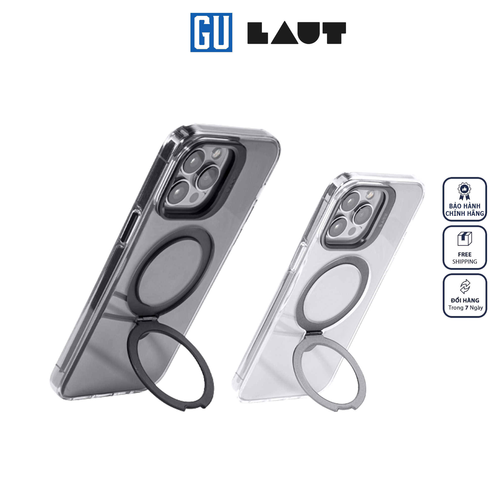 Ốp LAUT Revive Prop Dành Cho iPhone 15 Pro Max Có Vòng Tròn Làm Đế Hàng Chính Hãng