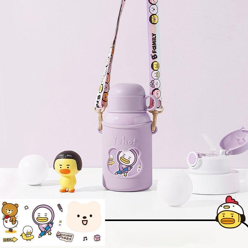 450Ml Hoạt Hình Dễ Thương Gấu Bình Giữ Nhiệt Trẻ Em Inox Có Ống Hút Cốc Hút Chân Không Bình Giữ Nhiệt Cà Phê Sữa Di Động Cốc Cách Nhiệt cốc
