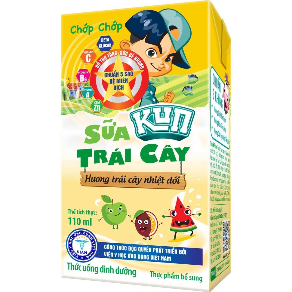 Kun sữa trái cây nhiệt đới thùng 48 hộp x 110ml