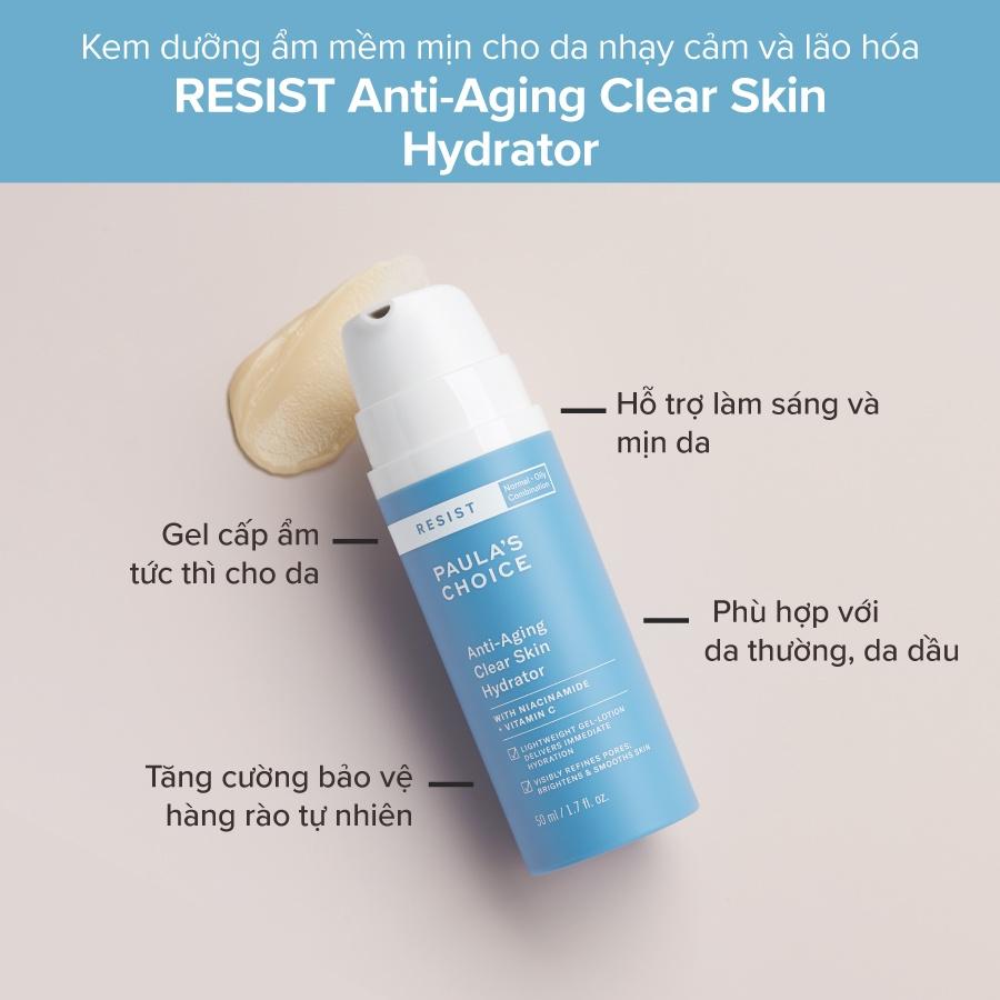 [PAULA'S CHOICE] Kem Dưỡng Ẩm Làm Sáng Da Cho Da Dầu Lão Hóa Resist Resit Anti-Aging Clear Skin Hydrator 50ml (Mã 7691