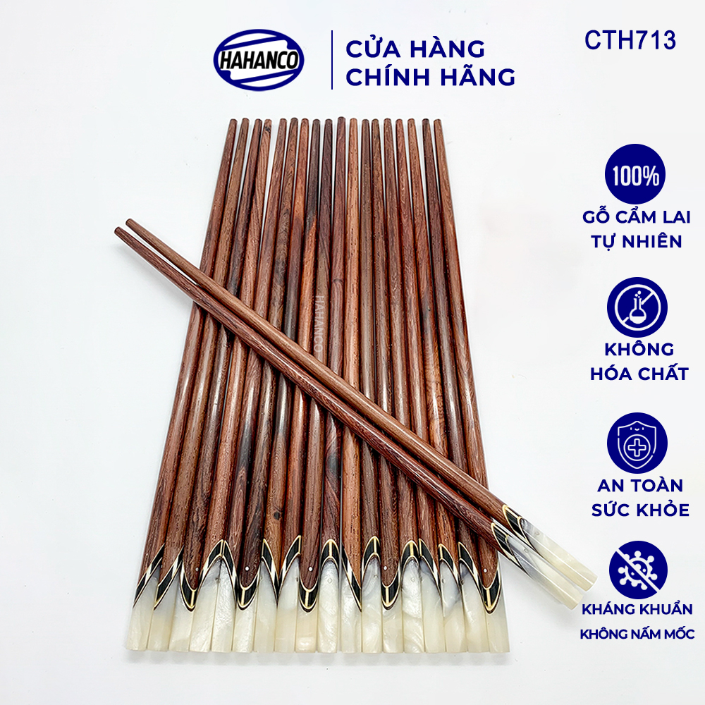 Đũa gỗ Cẩm Lai đầu cẩn thạch chéo (10 đôi/Hộp) ️CTH713 - An toàn khi sử dụng với mọi người