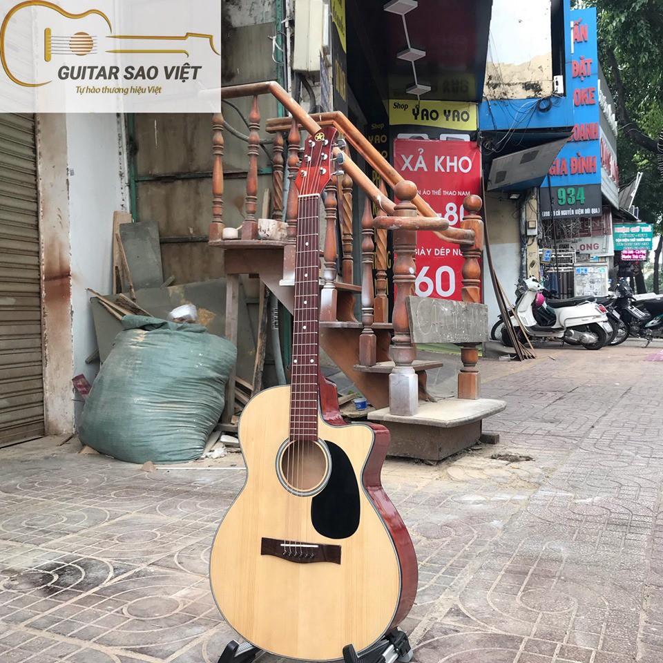 Đàn Guitar Acoustic Việt Nam ,đàn cho người mới tập chơi mặt gỗ đẹp tự nhiên,đàn guitar SV-75E