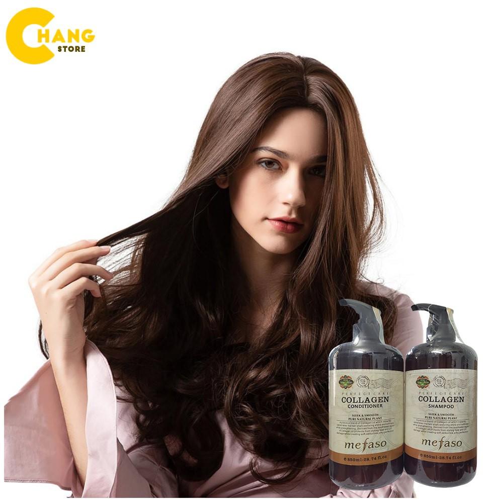 Cặp Dầu Gội + Dầu Xả Colagen Mefaso 850ml X2 Dưỡng Ẩm Và Phục Hồi Tóc Hư Tổn
