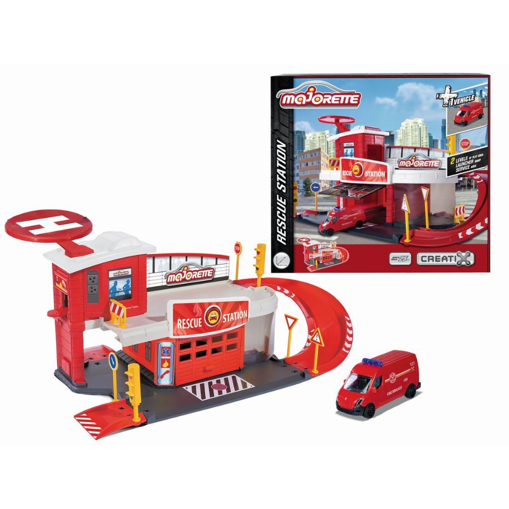 Xe Mô Hình MAJORETTE Creatix Rescue Station + 1 vehicle 212050038