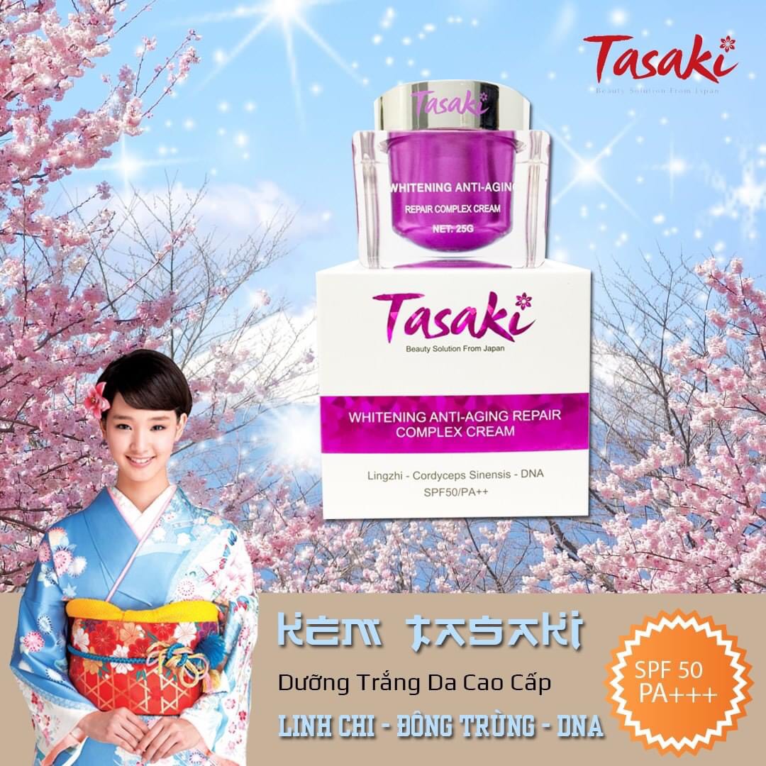 KEM TASAKI TÍM NGỪA LÃO HÓA - XÓA THÂM NÁM - WHITENING ANTI-AGING REPAIR COMPLEX CREAM - LINGZHI - ĐÔNG TRÙNG - DNA