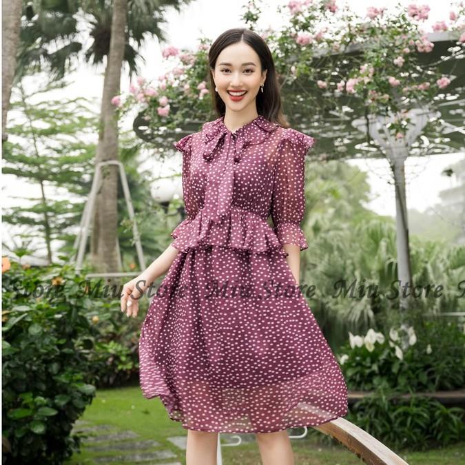 Đầm tay lỡ chấm bi dáng A xòe Miu Store D00131