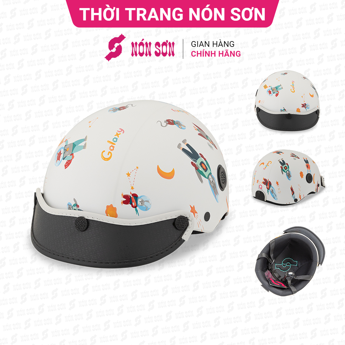 Mũ bảo hiểm nửa đầu trẻ em hoa văn chính hãng NÓN SƠN-PE-TR105