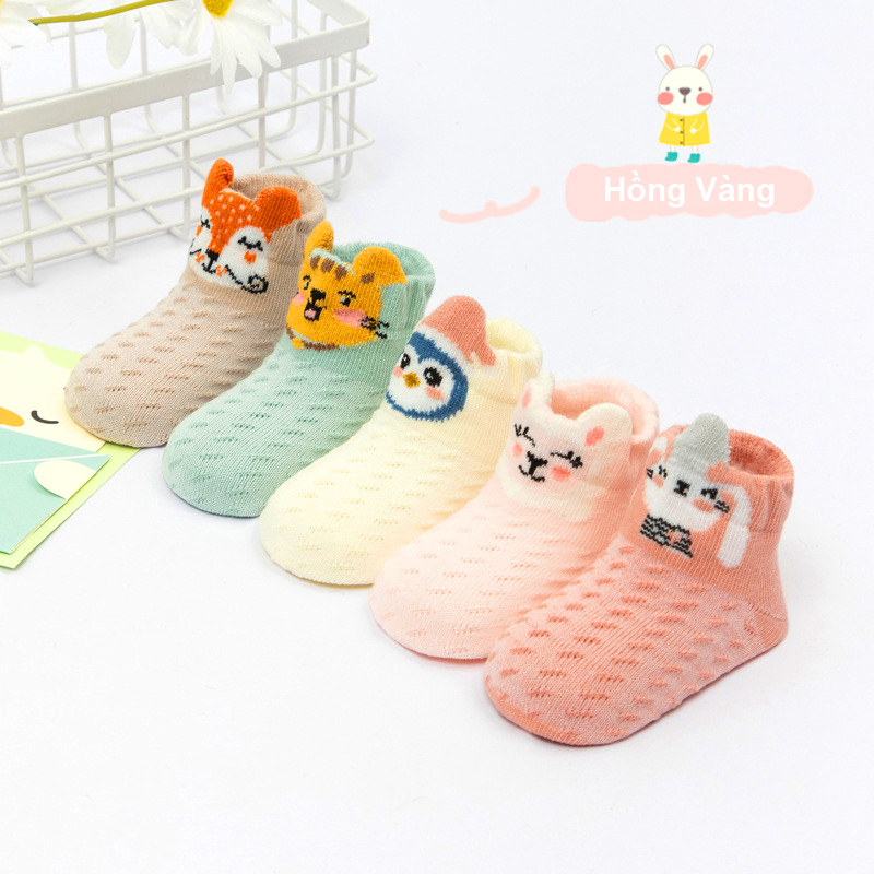 Tất cho bé gái và bé trai 0-3 tuổi thoáng khí Baby-S, Set 5 tất lưới cho bé hình thú ngộ nghĩnh nhiều màu sắc xinh xắn – ST022