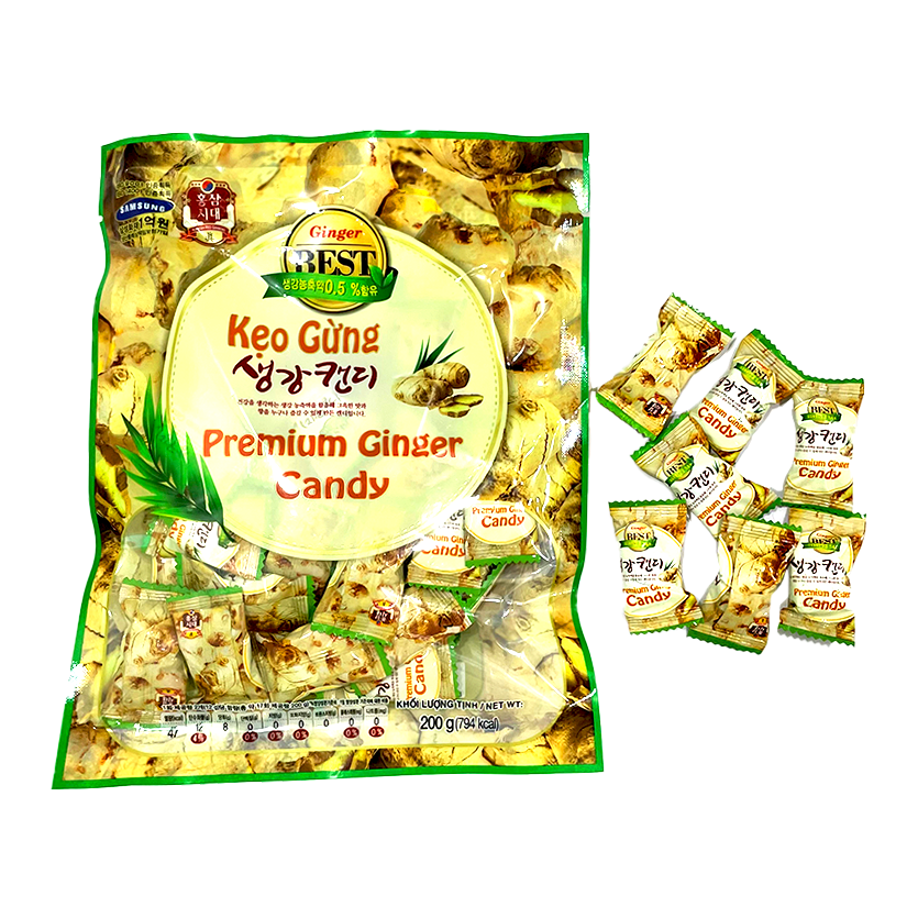 Kẹo Gừng Cheonyonae Hàn Quốc thơm vị gừng, ấm họng gói 200g