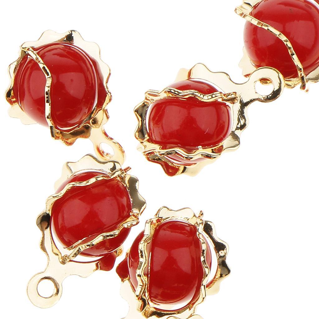 10 Pieces Round Pearl with Copper Pendant DIY Earring Necklace