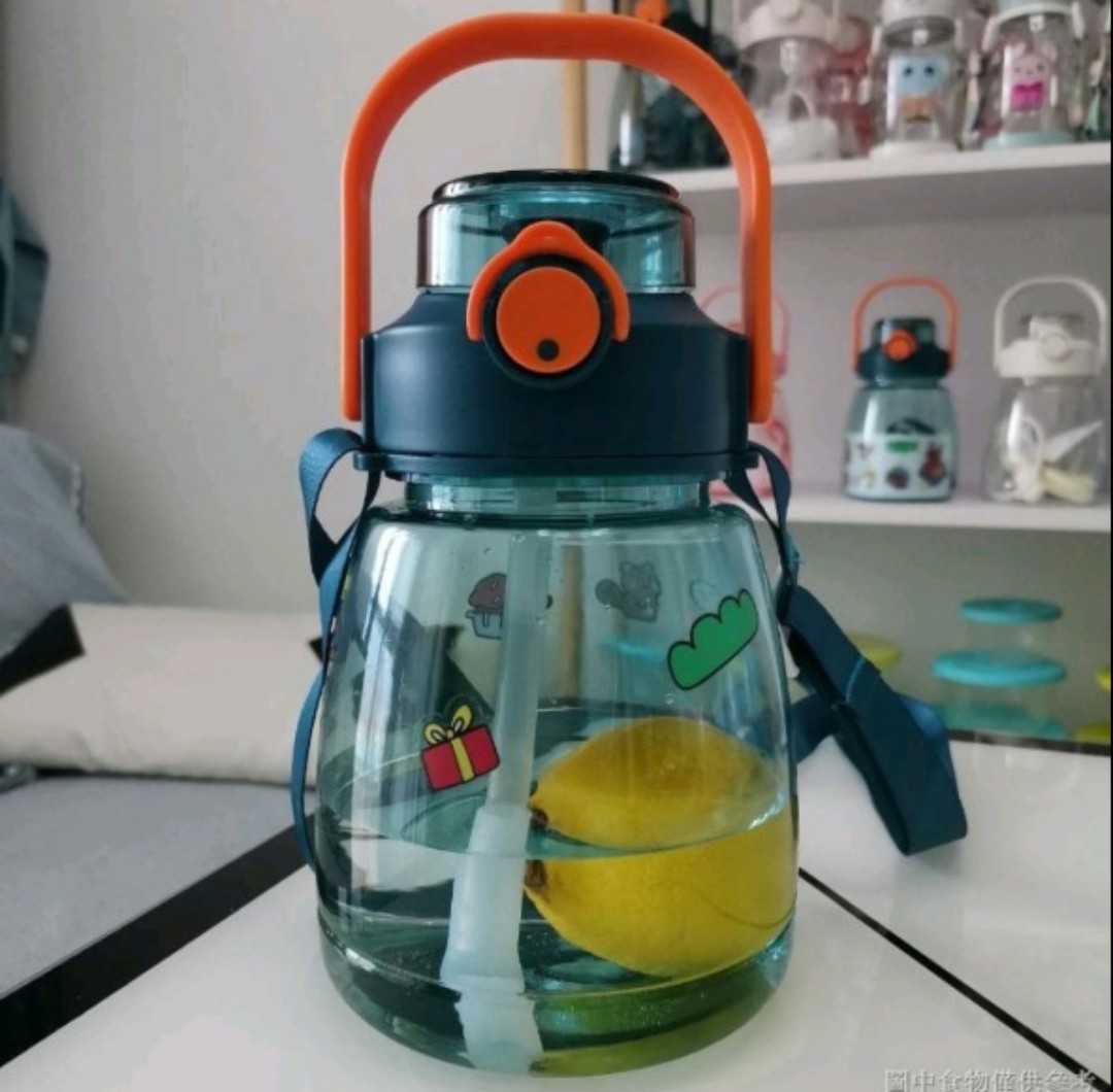 Bình uống nước thể thao bụng phệ có ống hút dung tích lớn dễ thương