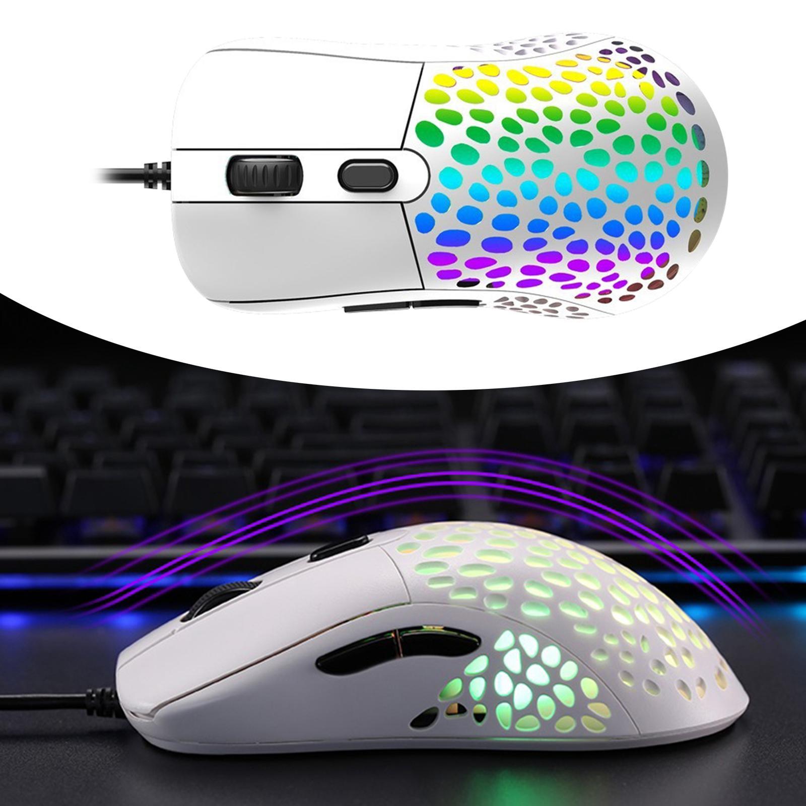 Ultralight RGB Gaming Mouse Wired Hollow-Out Design, 6400 DPI High-Precision Optical Sensor