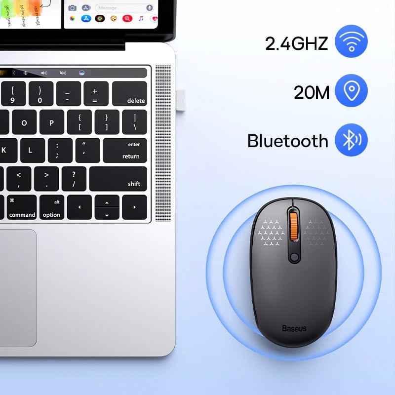 Chuột không dây Baseus F01B Tri-Mode Wireless Mouse  Bluetooth &amp; 2.4GHz- hàng chính hãng