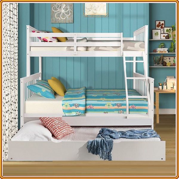 Giường 3 tầng Tundo màu trắng 1m/1m4
