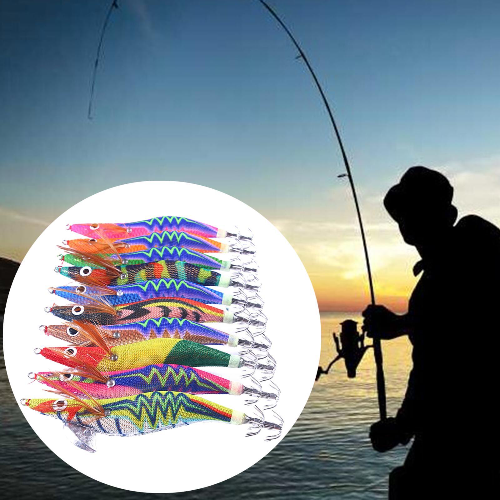 10x Luminous Squid Jig Hooks Squid Jig Lures Saltwater Fishing Lures