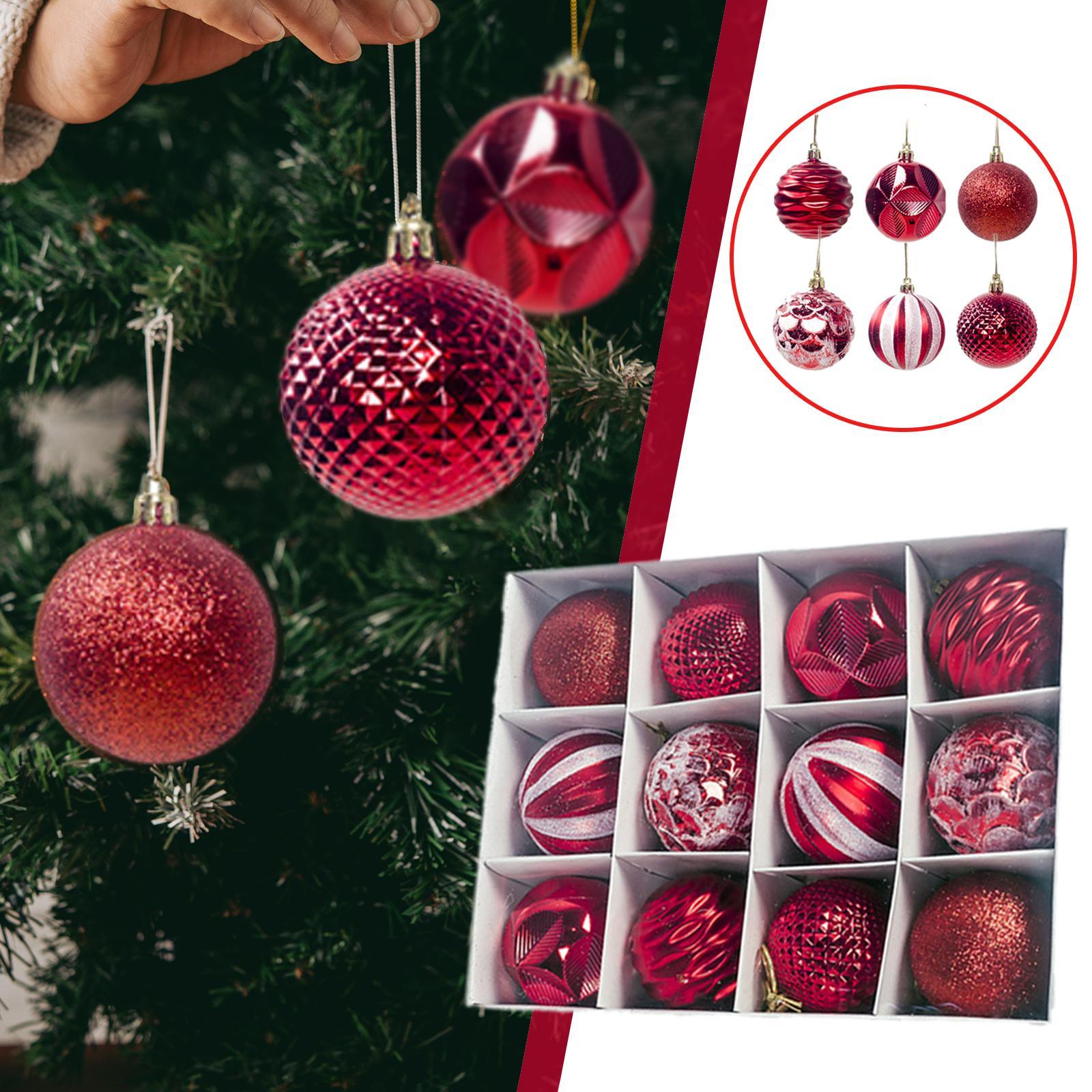 12Pcs Christmas Balls Xmas Tree Hanging Pendants DIY for Home Decorations
