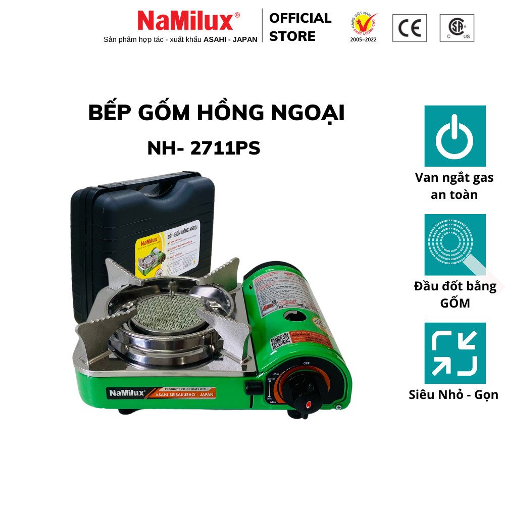 Bếp Gas Mini (Du Lịch) Hồng Ngoại NaMilux NH-P2771PS│Thiết Kế Nhỏ Gọn, Tiết Kiệm Diện Tích│Hàng Chính Hãng