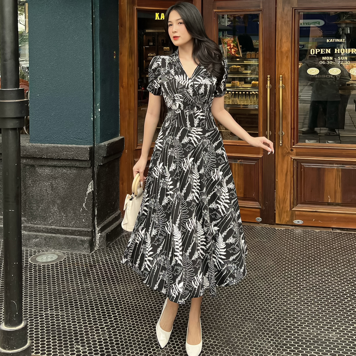 Đầm xòe cổ đantol sang chảnh D101 - Lady Fashion - Khánh Linh Style
