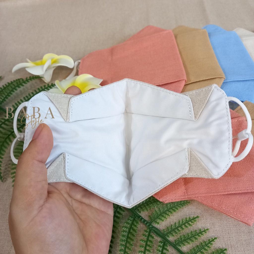 Khẩu trang thời trang linen nữ 3 lớp