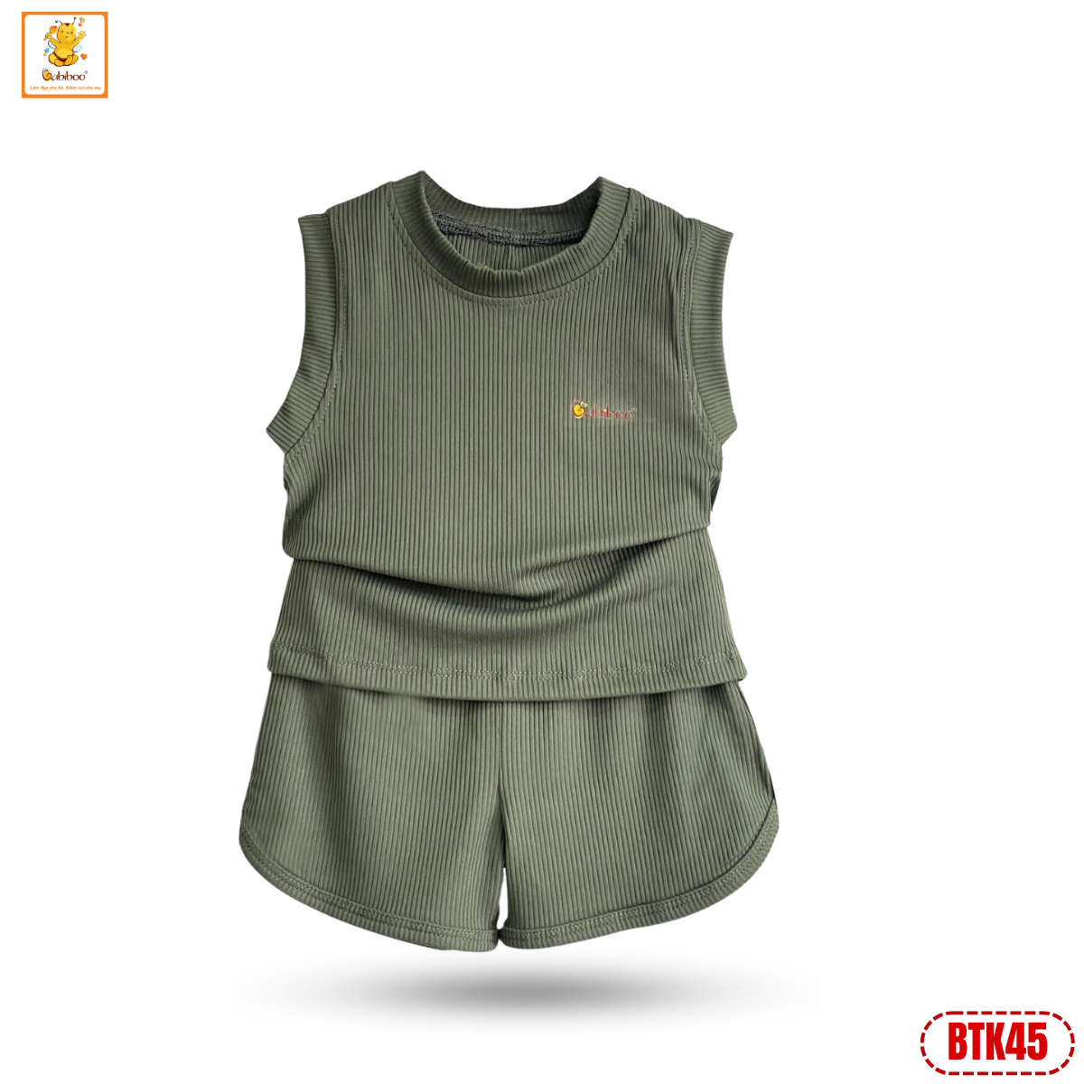 Đồ bộ bé trai Babiboo bộ sát nách viscose gân tăm co dãn, mịn mát BTK45