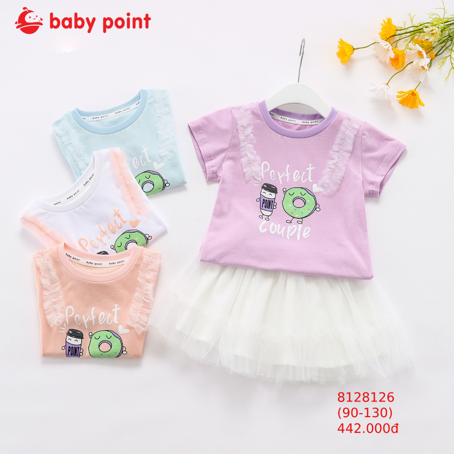 Set bộ cotton kèm chân váy ren siêu xinh