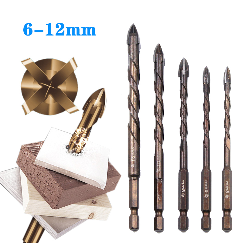 Mũi khoan đa năng 4 cạnh đầu lục giác 6-12mm, khoan kính, khoan thủy tinh, khoan gạch, khoan sắt