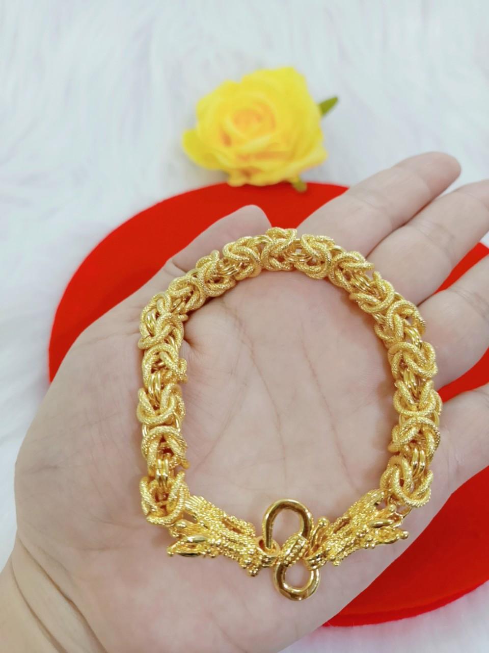 Lắc tay nam kiểu 2 đầu rồng mạ 24k cao cấp mã H26