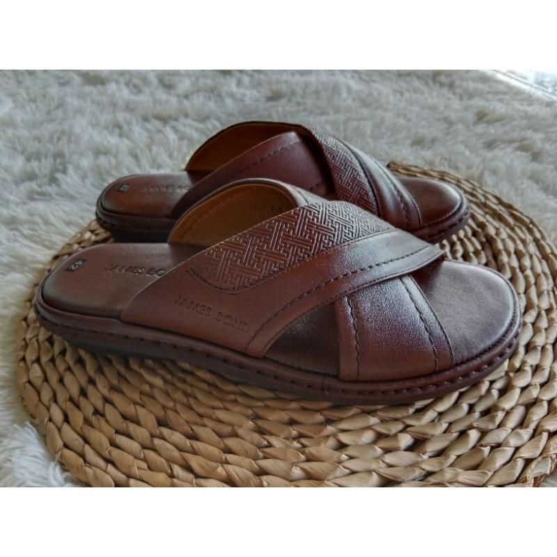 Dép nam quai chéo da bò cao cấp
