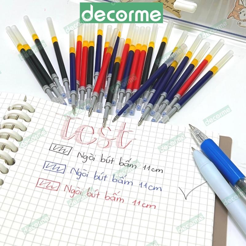 Ngòi bút bấm DecorMe ruột bút 11cm mực gel đen xanh đỏ ngòi 0.5mm dành cho bút gel bấm mực