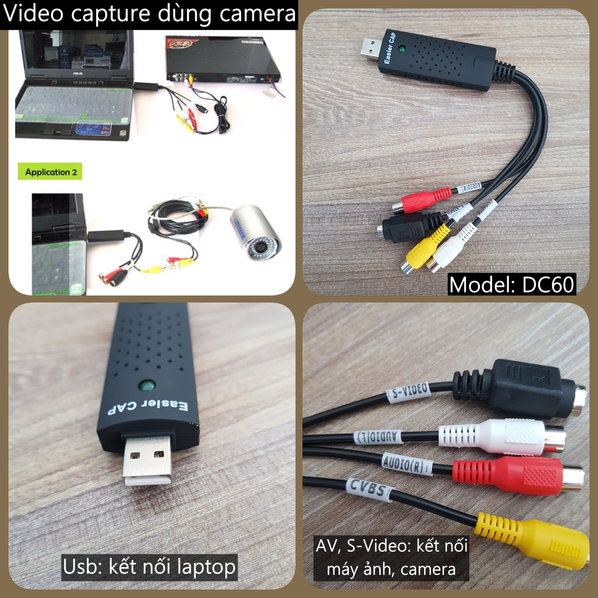 USB Video Capture ghi hình AV, S-video cho dvd, máy ảnh lên máy tính, pc, laptop