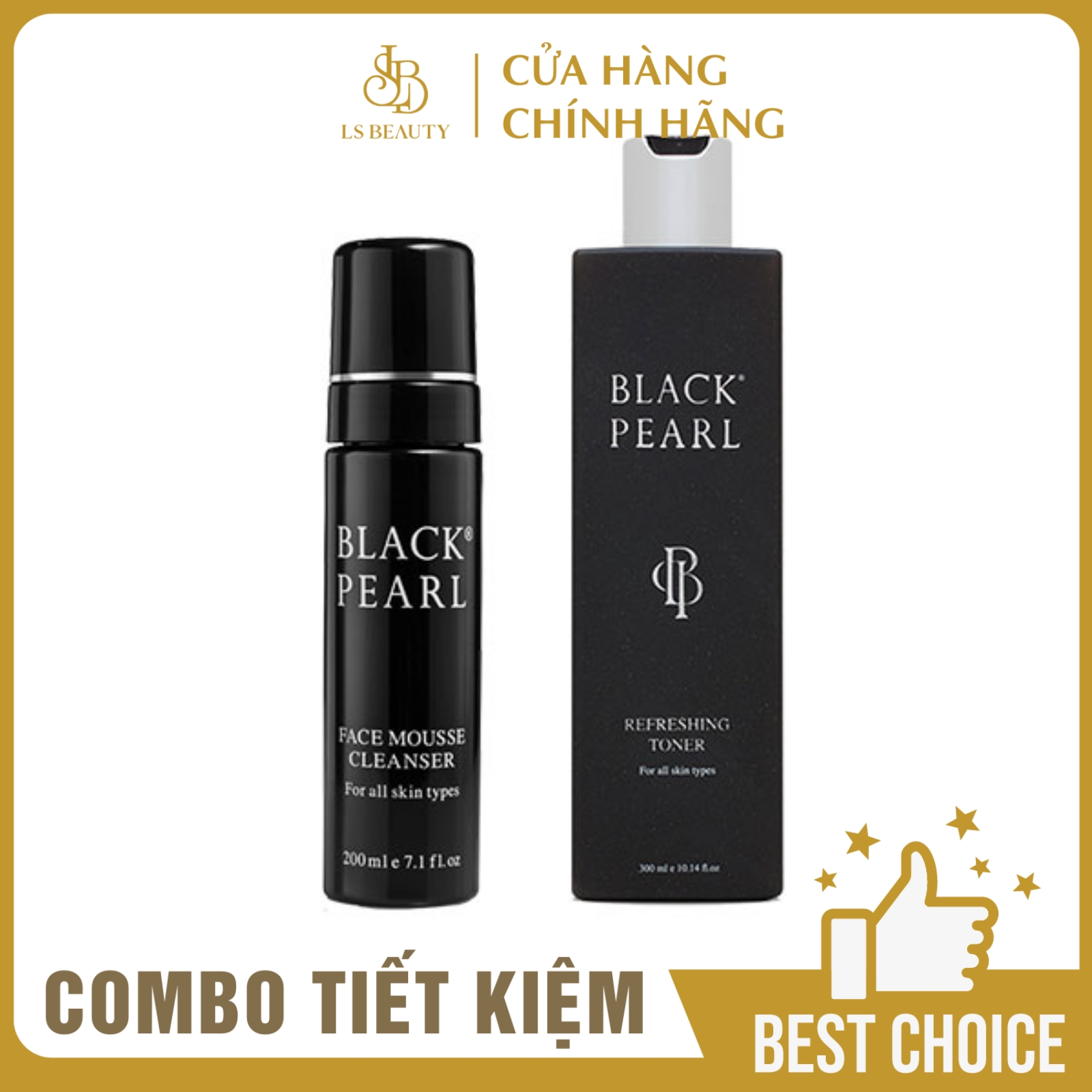 Combo Black Pearl Sữa Rửa Mặt Dạng Bọt + Toner Cân Bằng PH Từ Khoáng Chất Biển Chết Israel Giúp Da Sạch Sâu Và Cân Bằng Độ Ẩm Cho Da