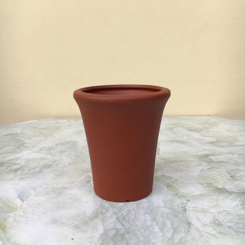 Chậu bonsai Tròn loe cao mini đất nung gốm Bát tràng 1 size BM-99