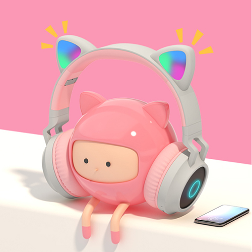 Tai nghe Bluetooth tai mèo đáng yêu có mic đàm thoại cao cấp, tai nghe mèo có đèn phát sáng cute tai nghe tai mèo thời trang, headphone Bluetooth đáng yêu có thể sử dụng khi chơi các tựa game online
