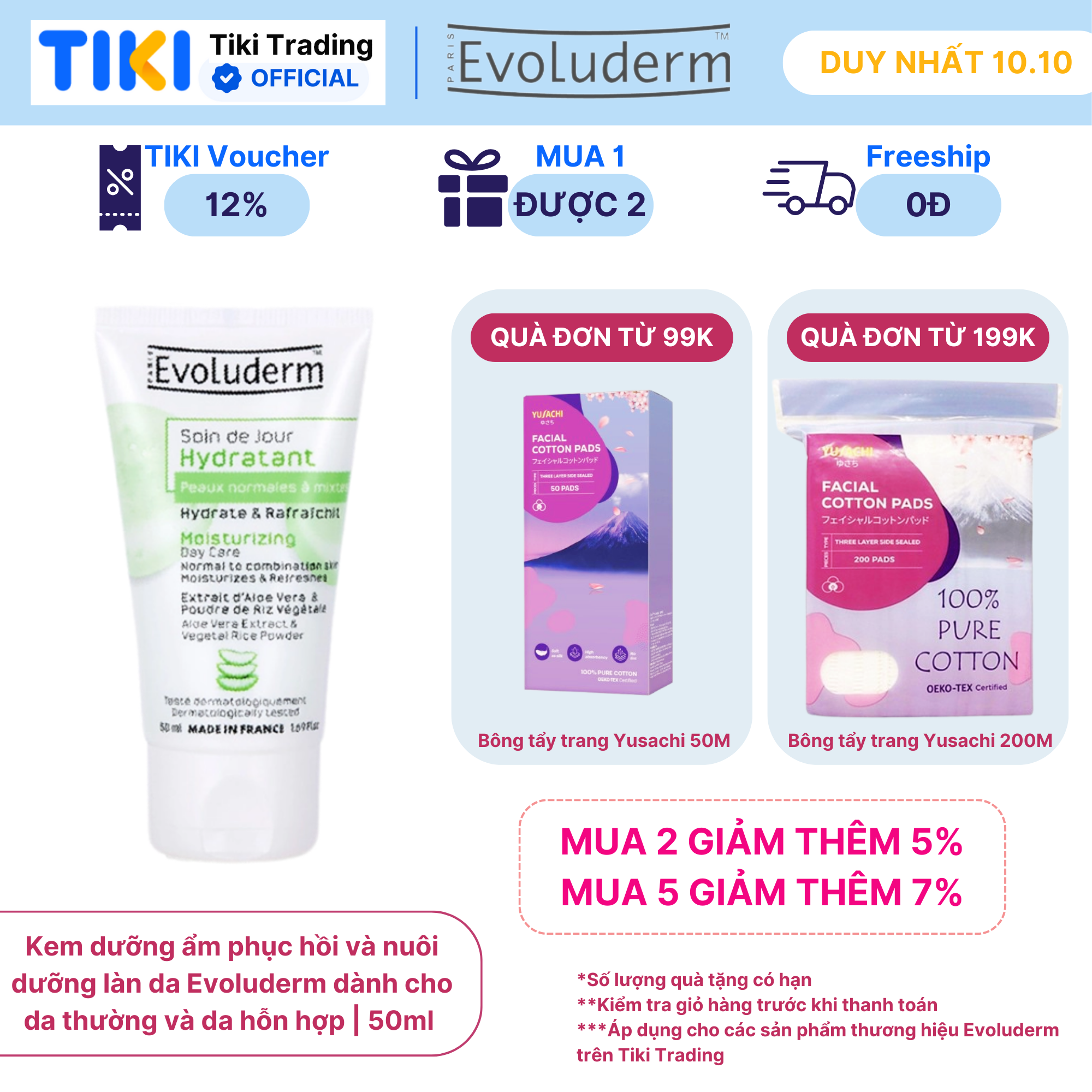 Kem dưỡng ẩm phục hồi và nuôi dưỡng làn da Evoluderm 50ml