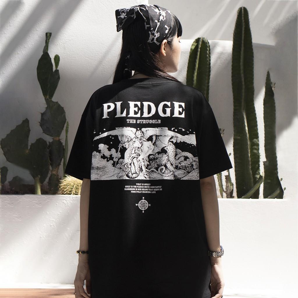Áo thun PLEDGE TEES vải cotton phong cách unisex tay lỡ || Hany Shop