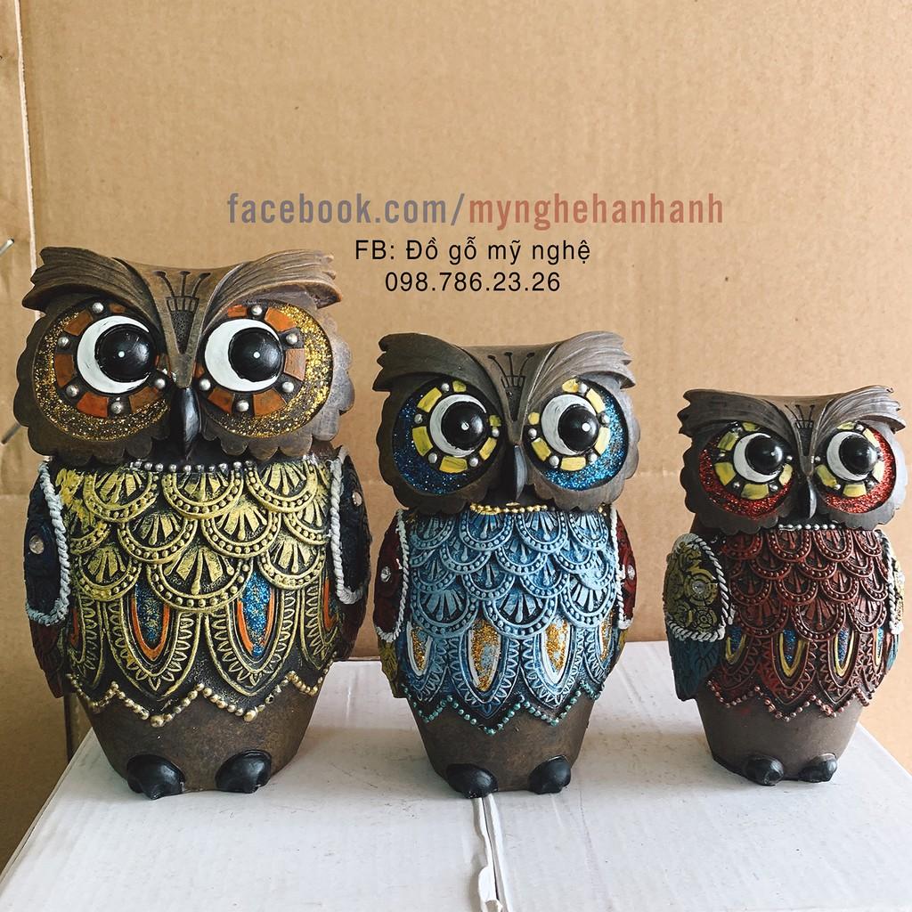 Combo set 3 chim cú biểu tượng sự may mắn
